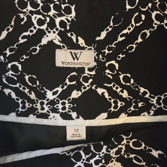 Worthington Black and White Chain Pattern Pencil Skirt Buisness Casual - Picture 8 of 10
